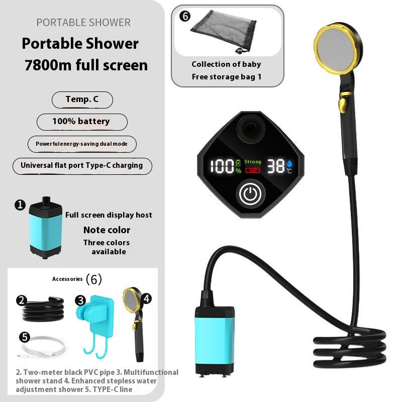 Portable Outdoor Shower – Rechargeable Camping Shower with Digital Display