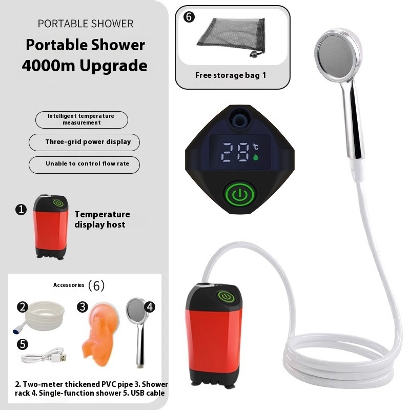 Portable Outdoor Shower – Rechargeable Camping Shower with Digital Display
