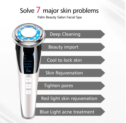 ThermaGlow Facial Ion Beauty Massager – Ultrasonic & Color Light Therapy Skin Care Tool