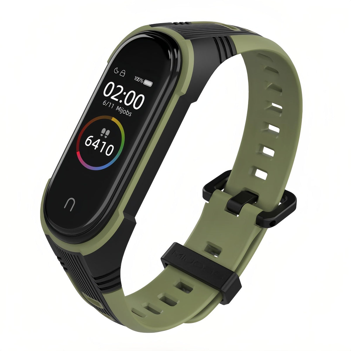 Waterproof Silicone Sport Strap for Xiaomi Mi Band 5/6/7 & Amazfit Band 5 – Army Green