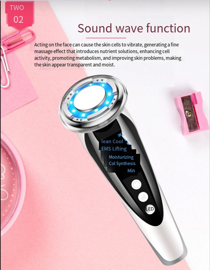 ThermaGlow Facial Ion Beauty Massager – Ultrasonic & Color Light Therapy Skin Care Tool