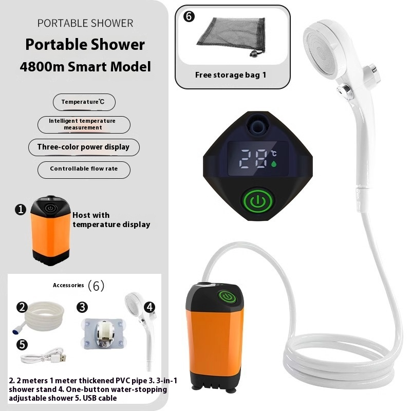 Portable Outdoor Shower – Rechargeable Camping Shower with Digital Display
