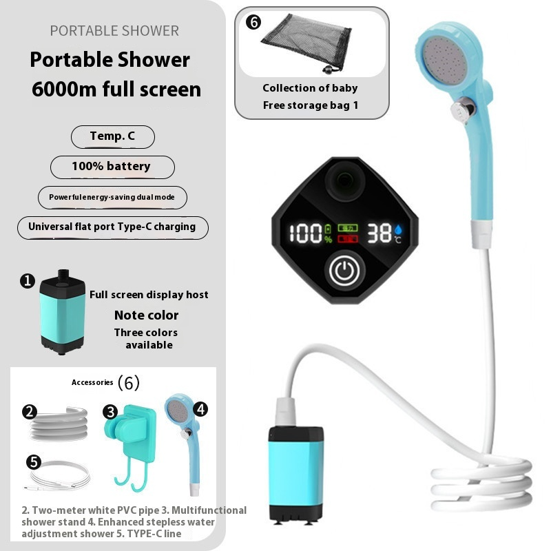 Portable Outdoor Shower – Rechargeable Camping Shower with Digital Display