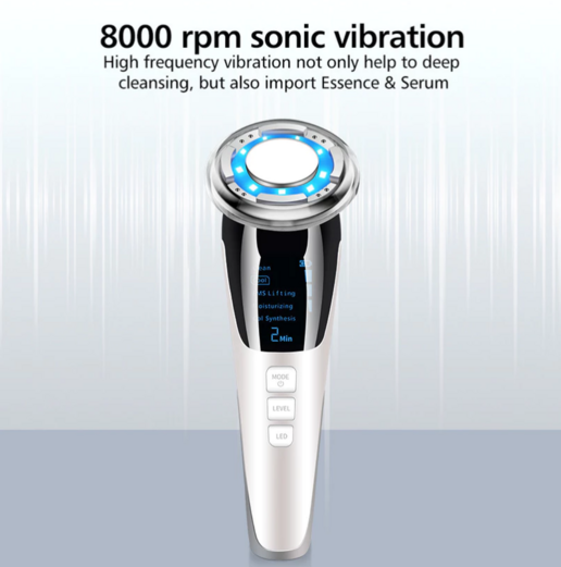 ThermaGlow Facial Ion Beauty Massager – Ultrasonic & Color Light Therapy Skin Care Tool