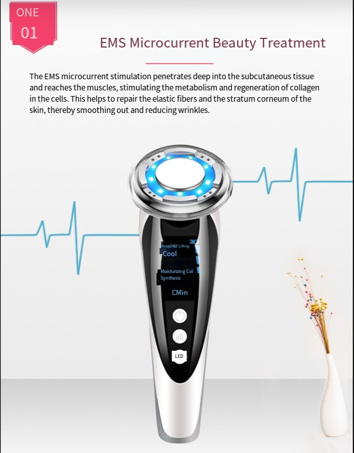 ThermaGlow Facial Ion Beauty Massager – Ultrasonic & Color Light Therapy Skin Care Tool