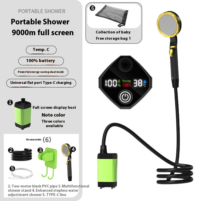 Portable Outdoor Shower – Rechargeable Camping Shower with Digital Display