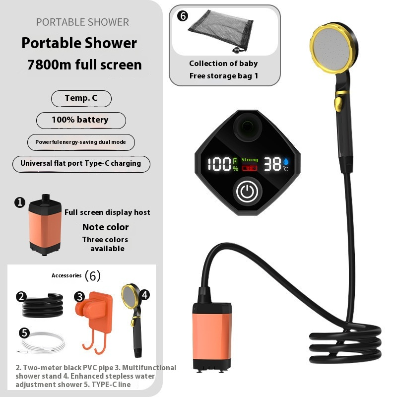 Portable Outdoor Shower – Rechargeable Camping Shower with Digital Display