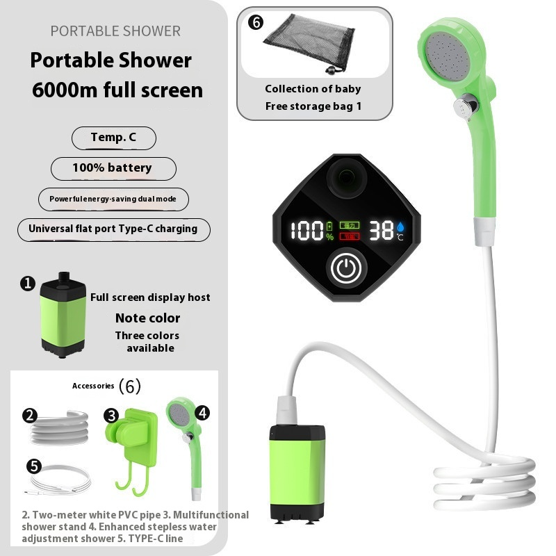 Portable Outdoor Shower – Rechargeable Camping Shower with Digital Display