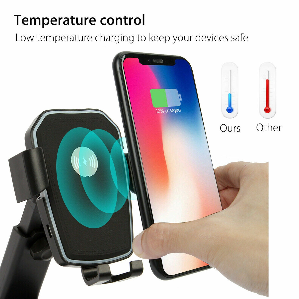 Qi Wireless Car Charger Mount – 2-in-1 Fast Charging Phone Holder for All Qi-Enabled Devices