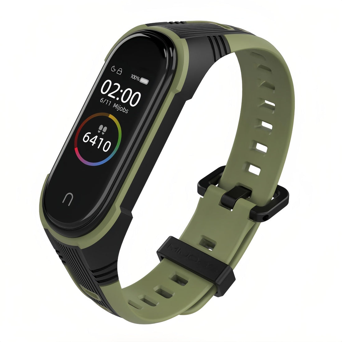 Waterproof Silicone Sport Strap for Xiaomi Mi Band 5/6/7 & Amazfit Band 5 – Army Green