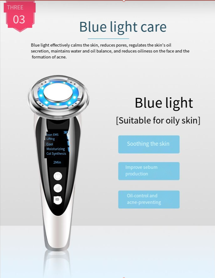 ThermaGlow Facial Ion Beauty Massager – Ultrasonic & Color Light Therapy Skin Care Tool