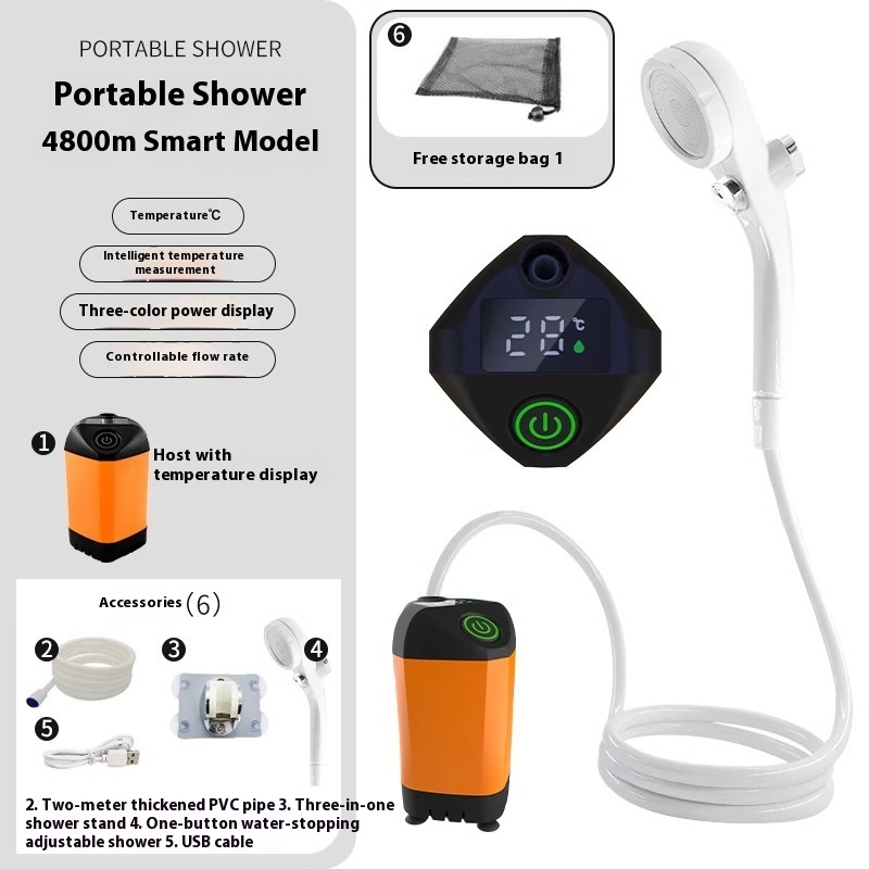 Portable Outdoor Shower – Rechargeable Camping Shower with Digital Display