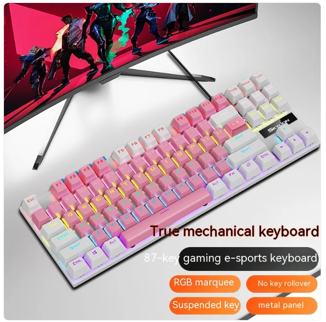 K87 Mechanical Wired Keyboard – RGB Gaming & Office Keyboard with Metal Build