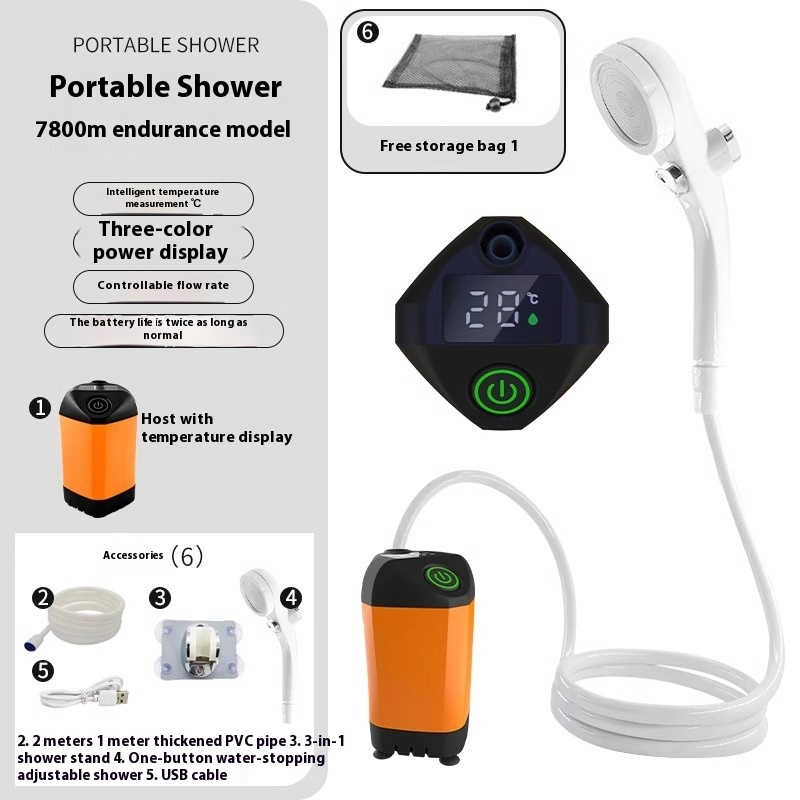 Portable Outdoor Shower – Rechargeable Camping Shower with Digital Display
