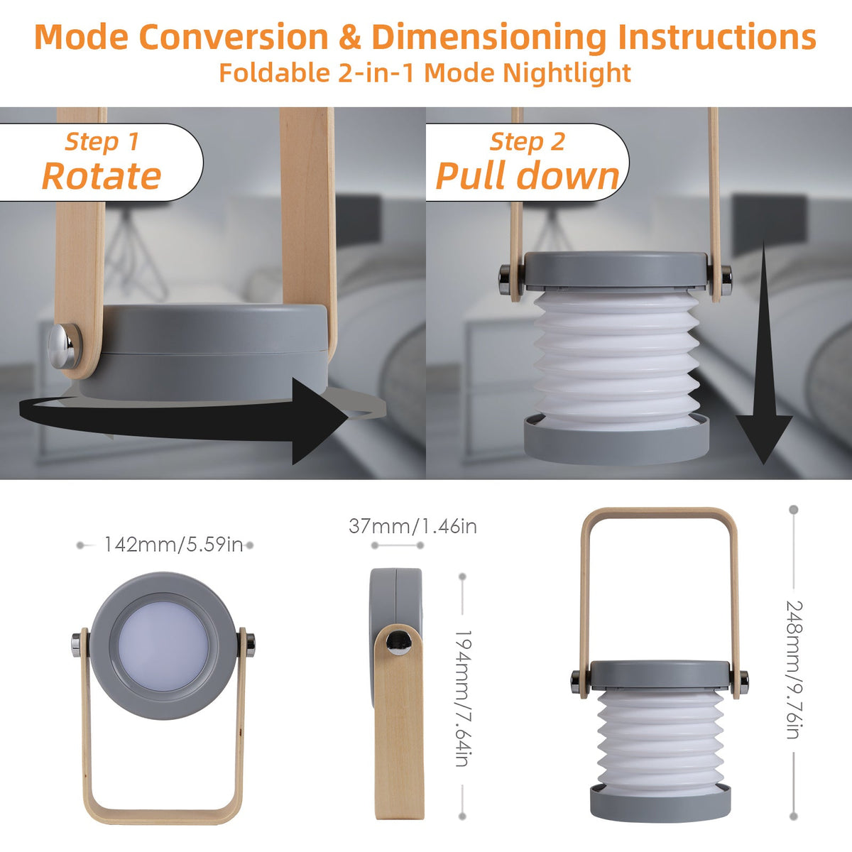 Telescopic LED Camping Lantern – Foldable USB Night Light with 3D Creative Design