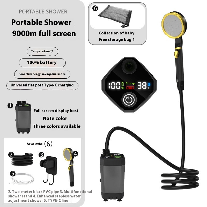 Portable Outdoor Shower – Rechargeable Camping Shower with Digital Display