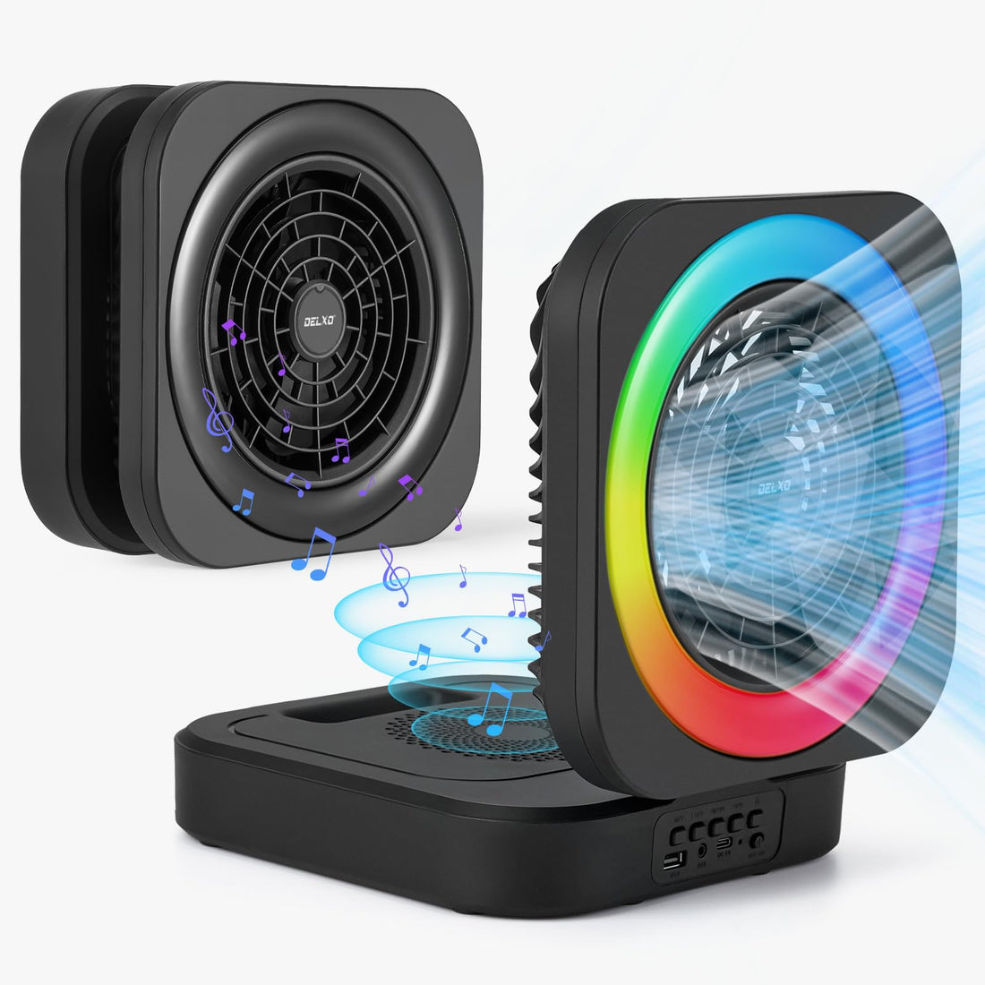 Bluetooth Speaker with LED Night Light, Fan & FM Radio – Portable Wireless Speaker for Home, Office & Camping