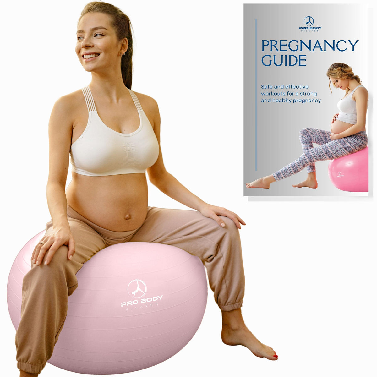 ProBody Pilates Pregnancy Birthing Ball with Book – Anti-Burst Labor & Exercise Ball