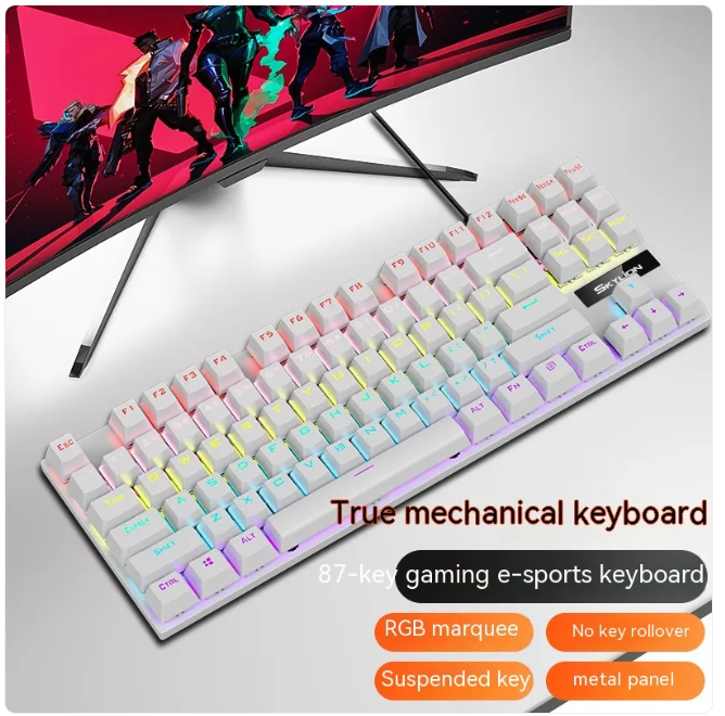 K87 Mechanical Wired Keyboard – RGB Gaming & Office Keyboard with Metal Build