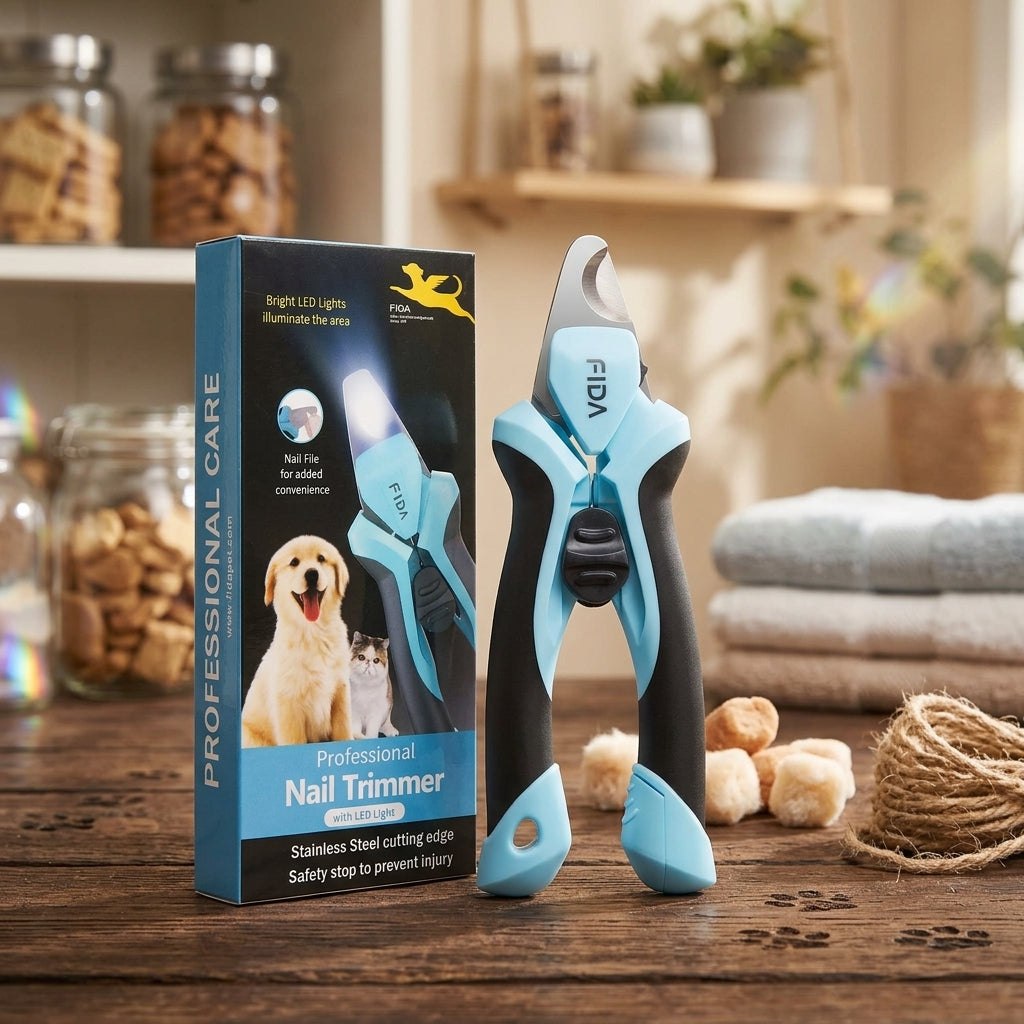 Fida LED Dog & Cat Nail Clippers – Sharp Blades, Safety Guard & Built-In Nail File